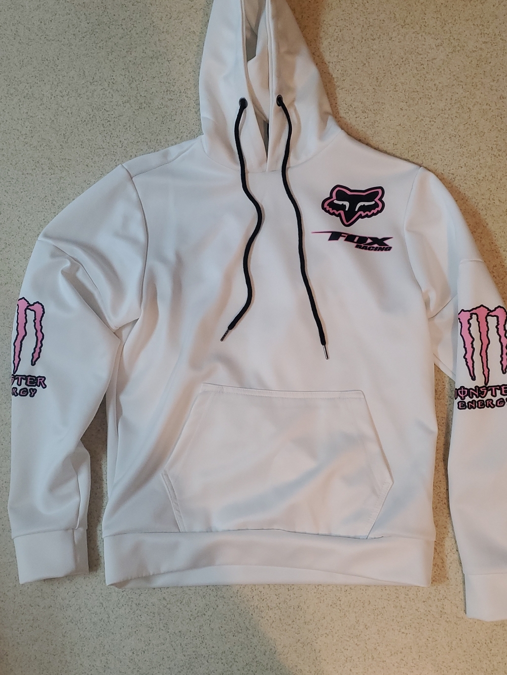 Fox Racing White Hoodie with Pink Accent Logos